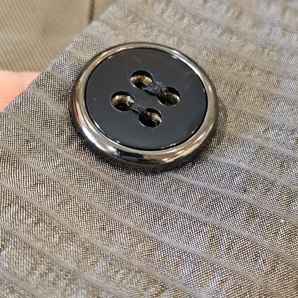 Classiques Entier Medium Gray Textured‎ Stripe Blazer Big Buttons 3/4 Sleeve - Picture 5 of 11